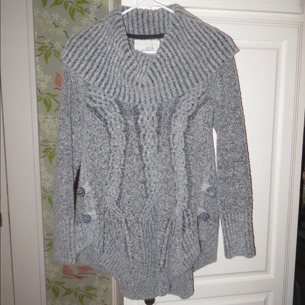 Anthropologie Oversized Grey Cowl Neck Sweater